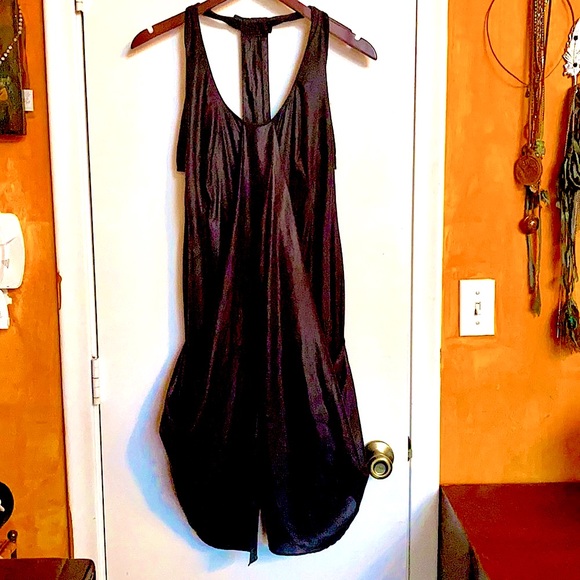 Helmut Lang Shiny Black Drape Dress with Zippers - Picture 2 of 11